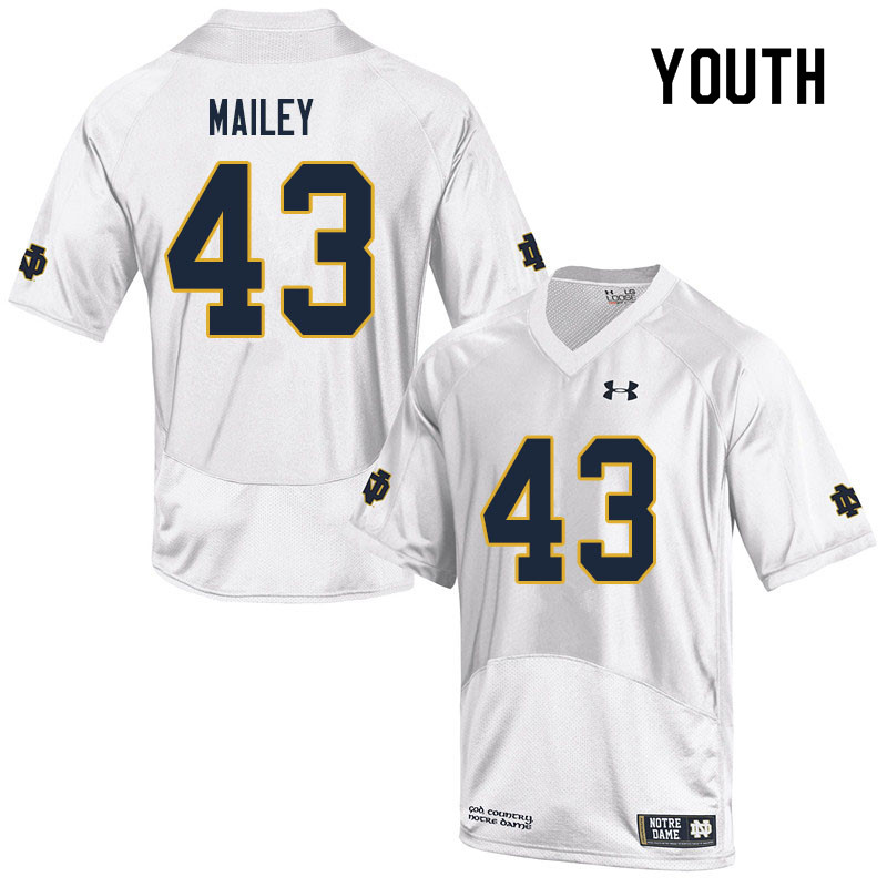 Youth #43 Greg Mailey Notre Dame Fighting Irish College Football Jerseys Sale-White